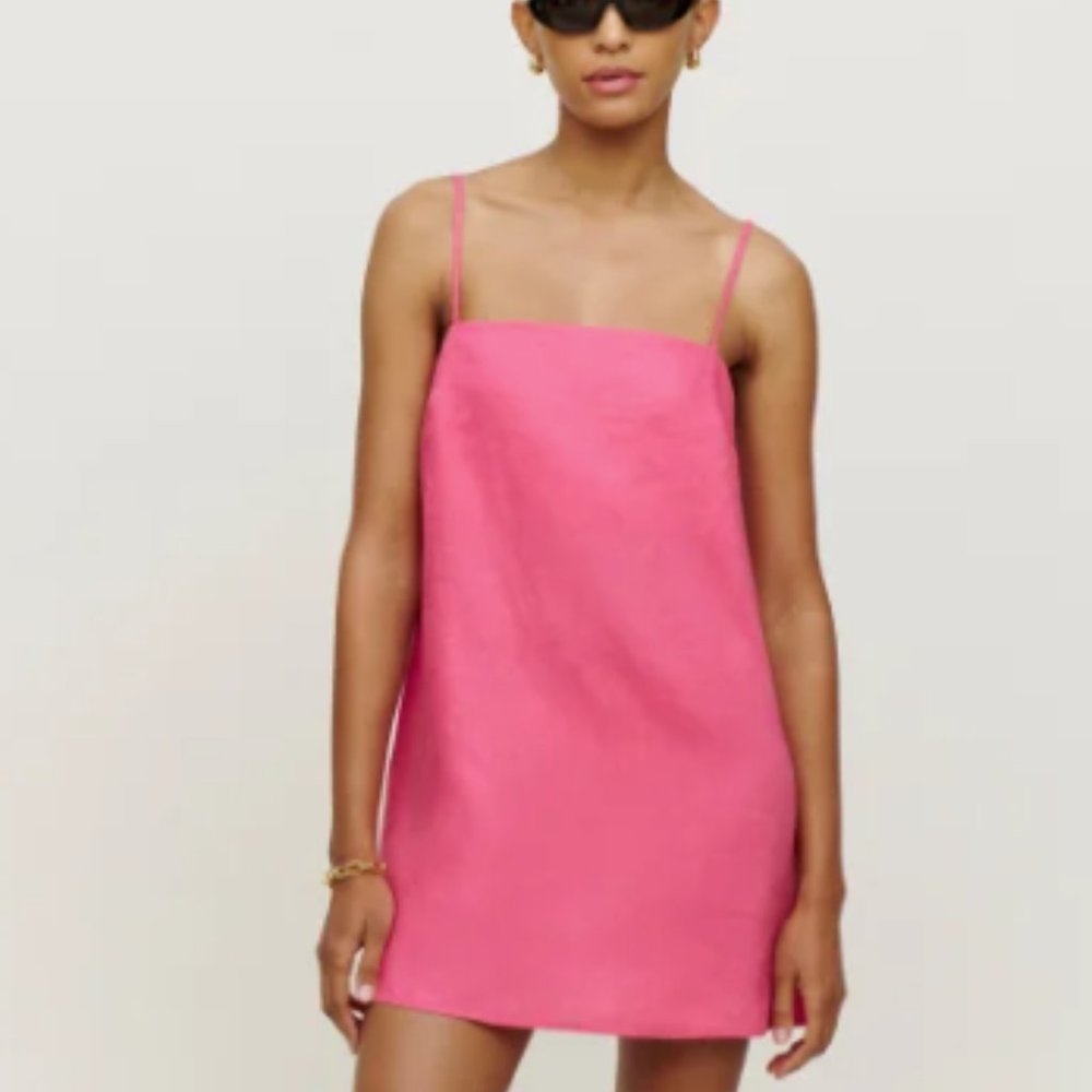 NWT Reformation Aubree Linen Dress, S, Pink